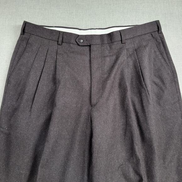 Andrew Fezza Mens Work Pants Size 38/30 Brown Wool Pleated Cuffed Straight Leg - Picture 5 of 12
